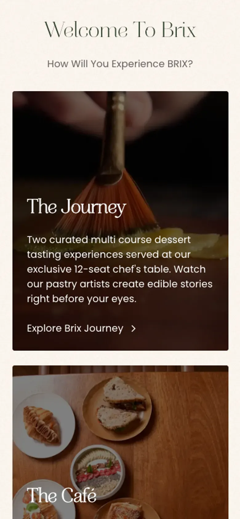 Brix Table website on a phone