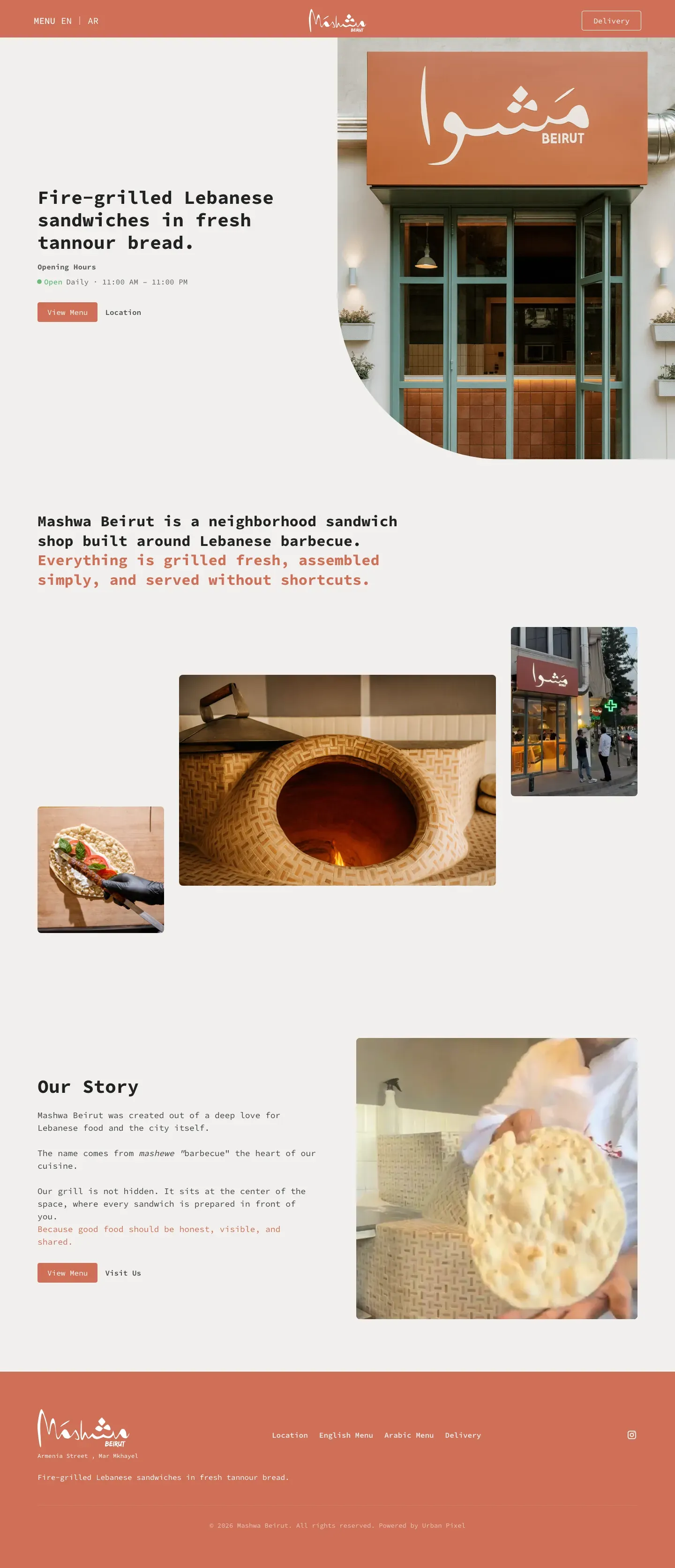 Mashwa Beirut website on desktop