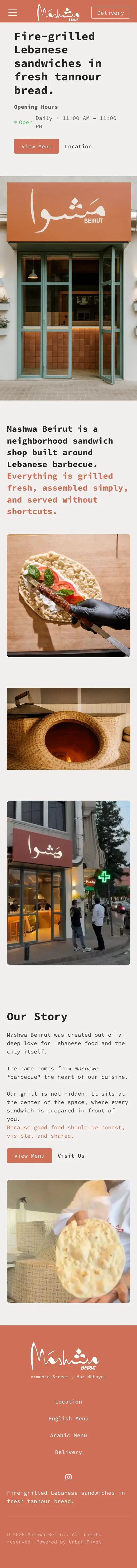 Mashwa Beirut website on a phone