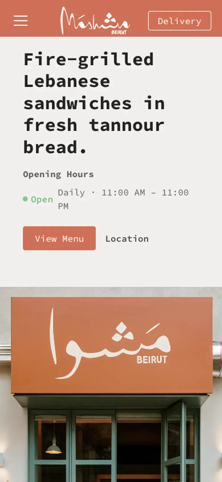 Mashwa Beirut website on a phone