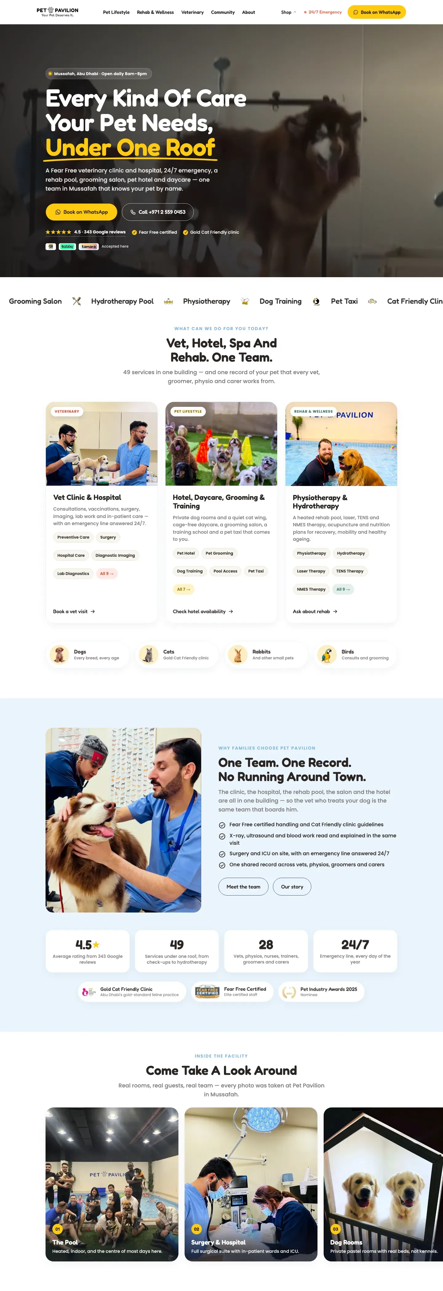 Pet Pavilion website on desktop