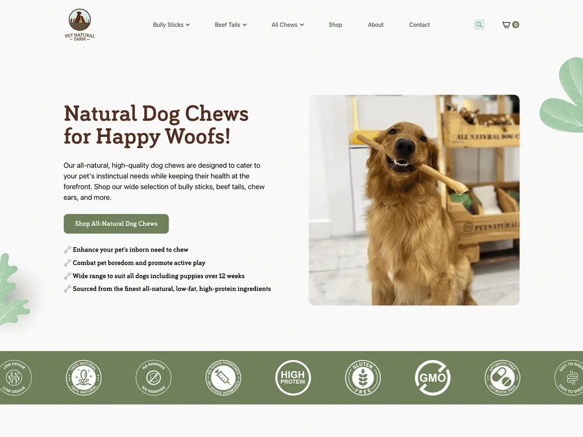 Pet Natural Farm website